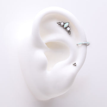 3 Pcs of Assorted Titanium Marquise Opal Bali Beaded Stud & Clicker Package